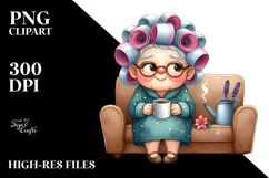 Old Lady Character Couch Clipart Product Image 2