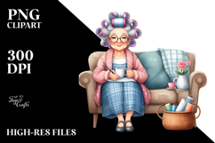 Old Lady Character Couch Clipart Product Image 2