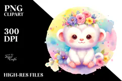 Vibrant Monkey Made of Flowers PNG Product Image 2