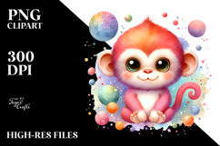Vibrant Monkey Made of Flowers PNG Product Image 2