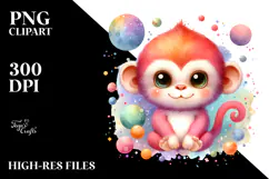 Vibrant Monkey Made of Flowers PNG Product Image 2