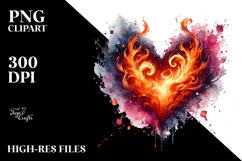 Fiery Heart Digital Painting PNG Product Image 2