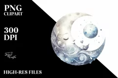 Watercolor Whimsical Moon | Sublimation Clipart Product Image 3