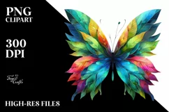 Abstract Vibrant Watercolor Butterfly PNG Product Image 3