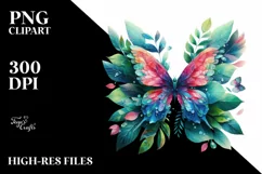 Abstract Vibrant Watercolor Butterfly PNG Product Image 3