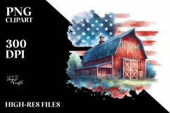 Washed Watercolor Barn USA Colors | Sublimation Clipart Product Image 3
