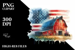 Washed Watercolor Barn USA Colors | Sublimation Clipart Product Image 3
