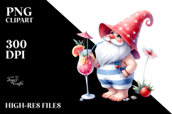 Cute Gnome Drinking Cocktail PNG Product Image 2