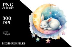 Whimsical Bunny Sleeping on Moon PNG Product Image 2