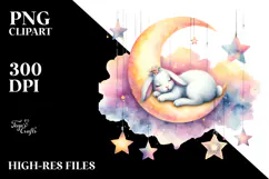 Vibrant Watercolor Whimsical Bunny PNG Product Image 2