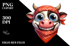 Cartoon Cow with Bandana PNG Product Image 2