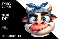 Cartoon Cow with Bandana PNG Product Image 2