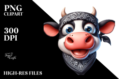 Cartoon Cow with Bandana PNG Product Image 2