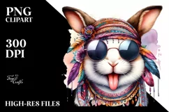 Smiling Rabbit Sunglasses Tongue | Sublimation | Clipart Product Image 1
