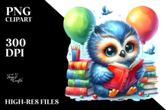Baby Owl Reading Sublimation Clipart Product Image 2