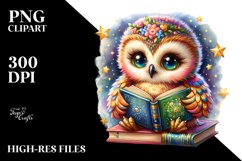 Baby Owl Reading Sublimation Clipart Product Image 1