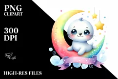 Colorful Smiling Baby Ribbon Seal with Moon and Stars Product Image 1