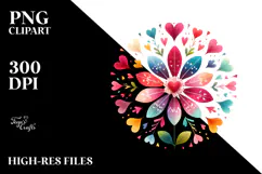 Simple Boho Flower with Heart Petals PNG Product Image 2