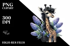 Watercolor Gothic Baby Giraffe Basket Flower Azalea | Product Image 3