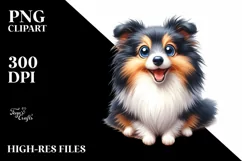 Cute Watercolor Shetland Sheepdog Clipart Product Image 1