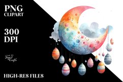 Colorful Moon with Easter Eggs PNG Product Image 2