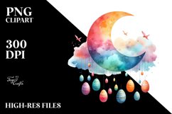 Colorful Moon with Easter Eggs PNG Product Image 2