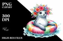 Playful Young Seal Sticker Clipart Product Image 1