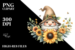 Gnome with Sunflower Frame PNG Product Image 2