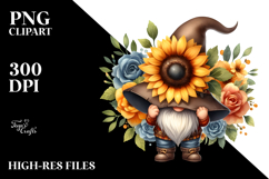 Gnome with Sunflower Frame PNG Product Image 2