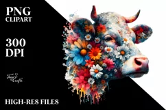 Artistic Watercolor Vibrant Cow | Sublimation Clipart Product Image 3