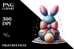 Stylized Bunny Sitting with Vintage Bow, High-Res PNG Product Image 2