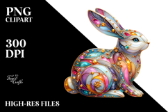 Colorful Bunny Made of with Flowers, PNG Product Image 2
