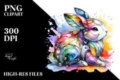 Colorful Bunny with Golden Insertions, Transparent PNG Product Image 2