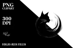 Simple Black Cat Illustration PNG Product Image 2