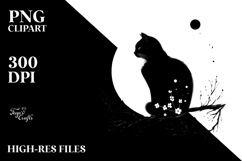 Simple Black Cat Illustration PNG Product Image 2