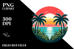 Retro Tropical Beach Sunset PNG Product Image 2
