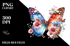 Half Butterfly Flowers PNG Product Image 2