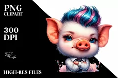 Cute Baby Pig Posing, Summer PNG Product Image 3