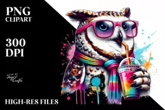 Colorful Owl Drink Sunglasses Clipart Product Image 1