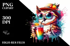 Colorful Owl Drink Sunglasses Clipart Product Image 3