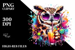 Colorful Owl Drink Sunglasses Clipart Product Image 3