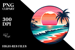 Retro Tropical Beach Sunset PNG Product Image 2