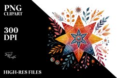 Colorful Boho Star Hearts PNG Product Image 2