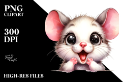 Baby Mouse Portrait Big Eyes Excited Sublimation Clipart Product Image 2