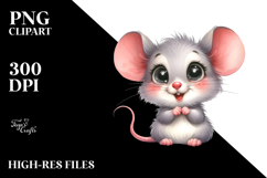 Baby Mouse Portrait Big Eyes Excited Sublimation Clipart Product Image 2