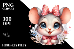 Baby Mouse Portrait Big Eyes Excited Sublimation Clipart Product Image 2