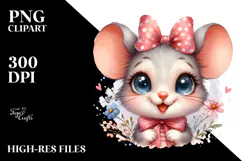 Baby Mouse Portrait Big Eyes Excited Sublimation Clipart Product Image 2