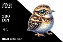 Vibrant Watercolor Baby Nightjar | Clipart Product Image 3