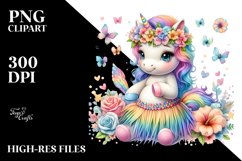 Colorful Baby Unicorn in Hula Skirt Product Image 3