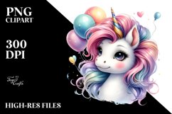 Cute Baby Unicorn with Cool Haircut and Balloons Product Image 3
